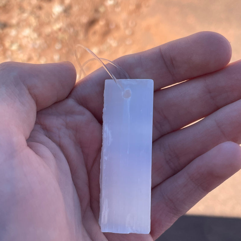 Raw 5cm Selenite Pendant