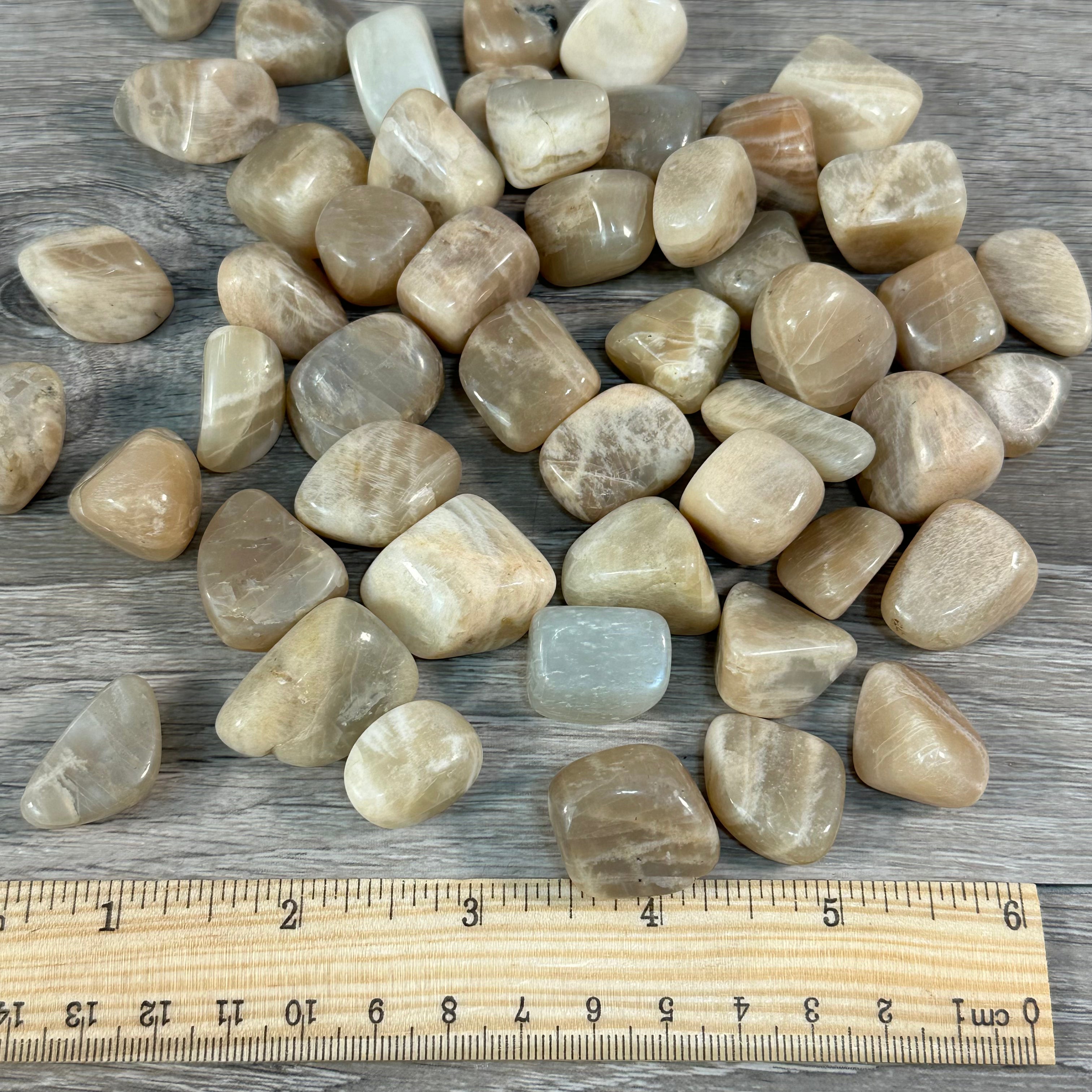 Polished Peach Moonstone crystals for metaphysical and gift retailers