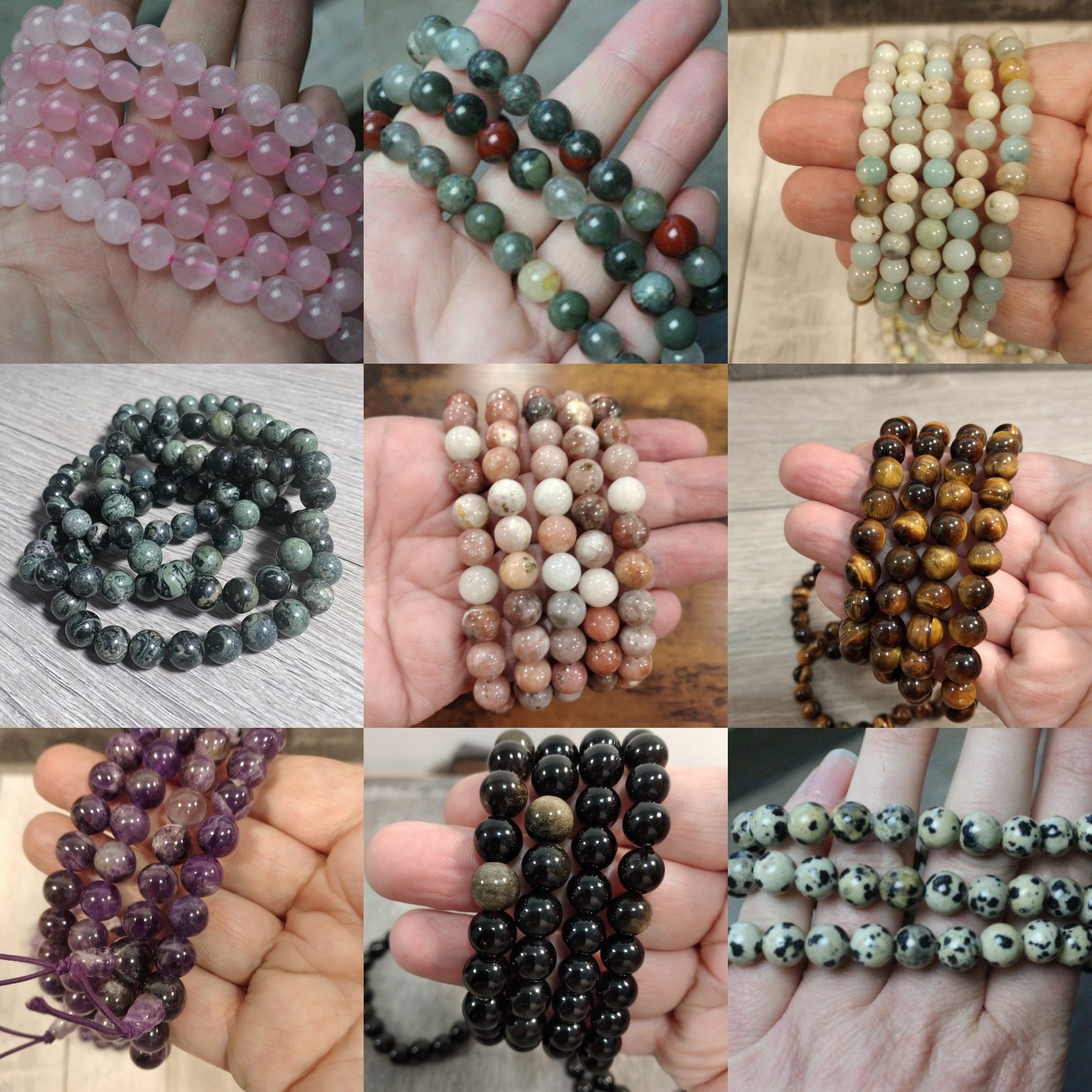 Gemstone 8 mm Round Bracelets