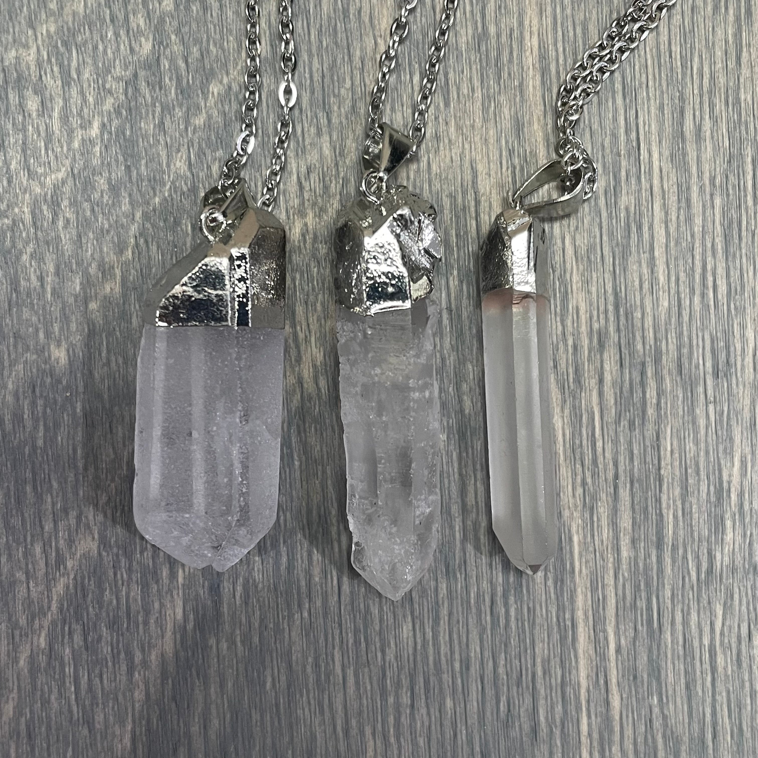 Clear Quartz  Pendant with Electroplating