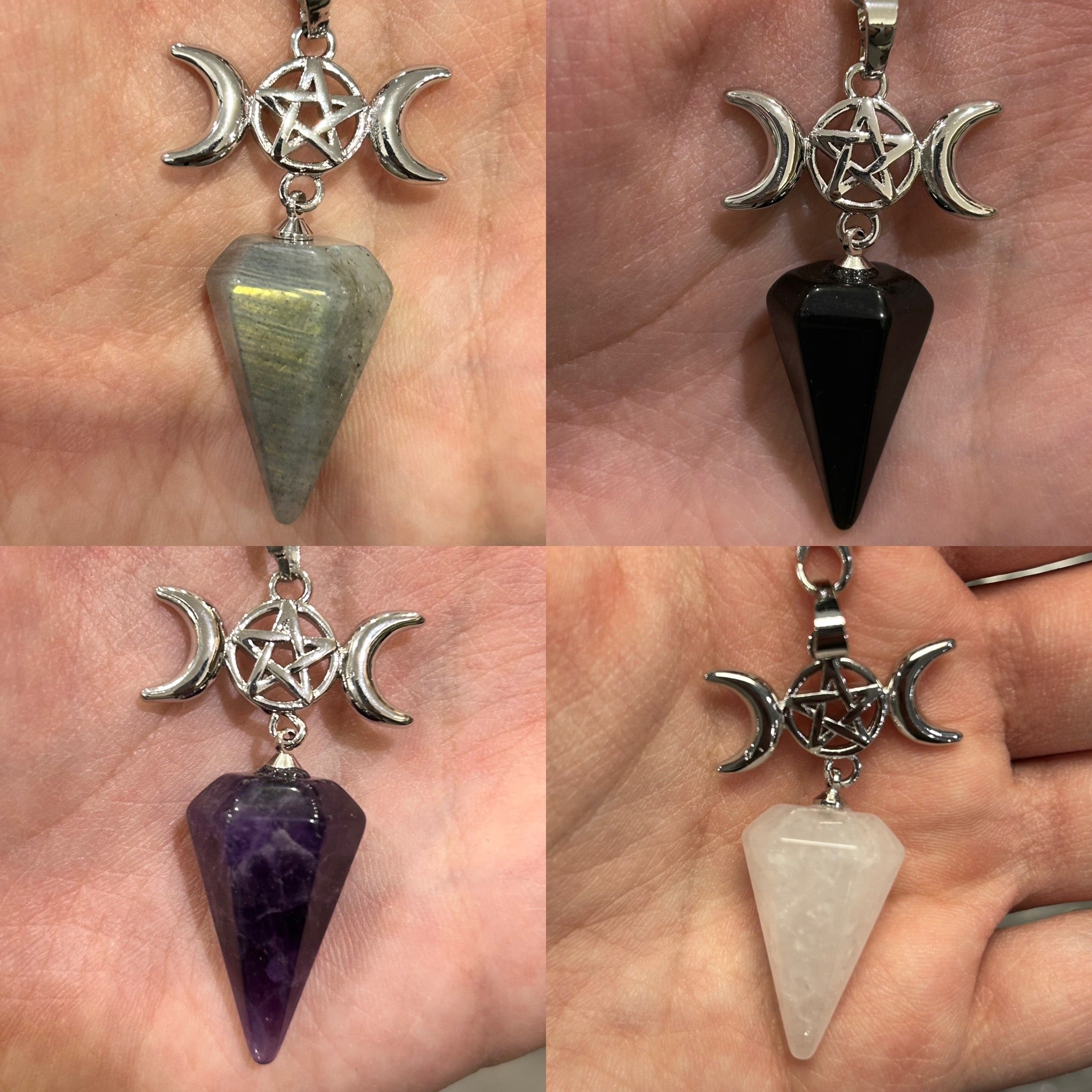 Triple Moon Gemstone Pendulums