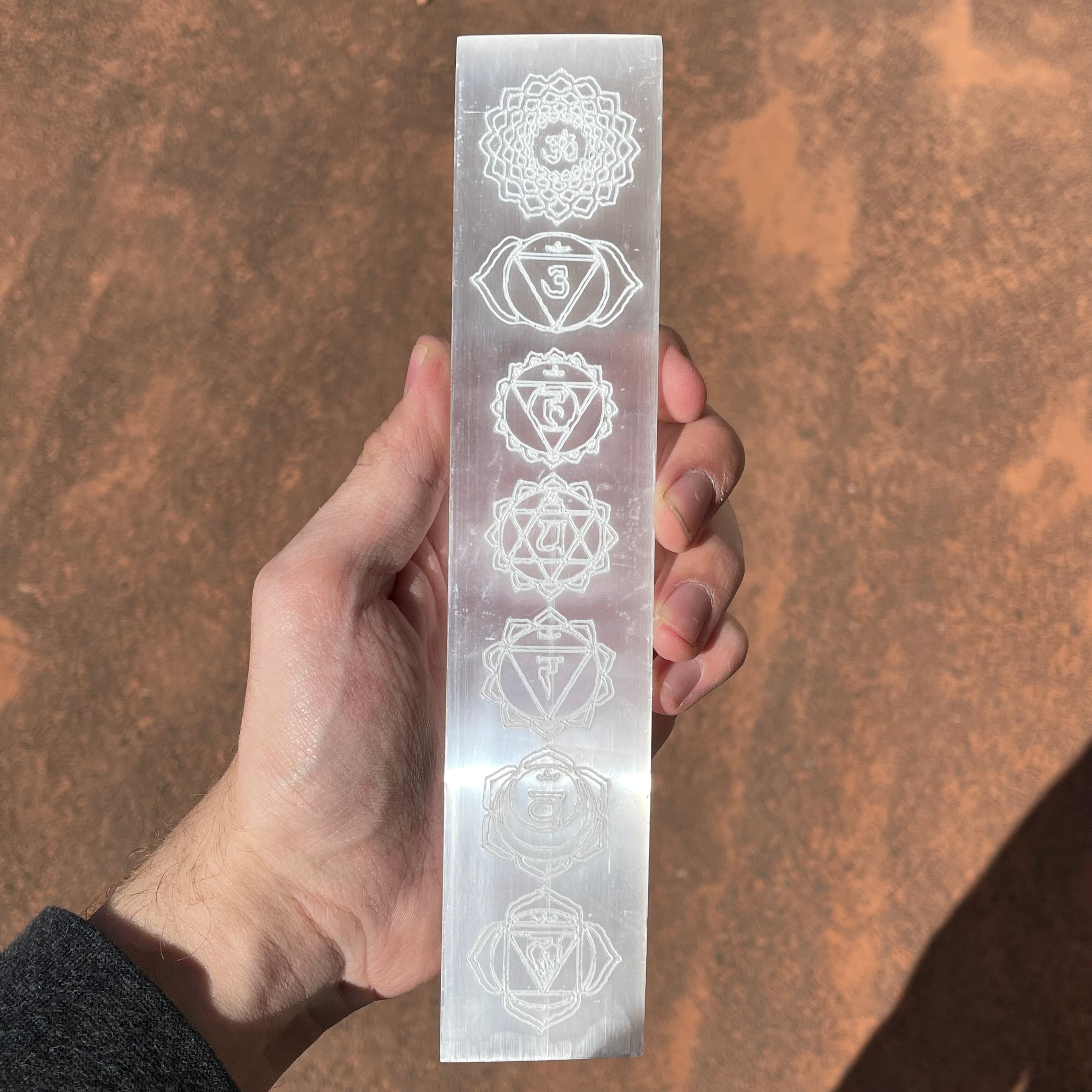 Chakra Affirmations Selenite Bar Plate