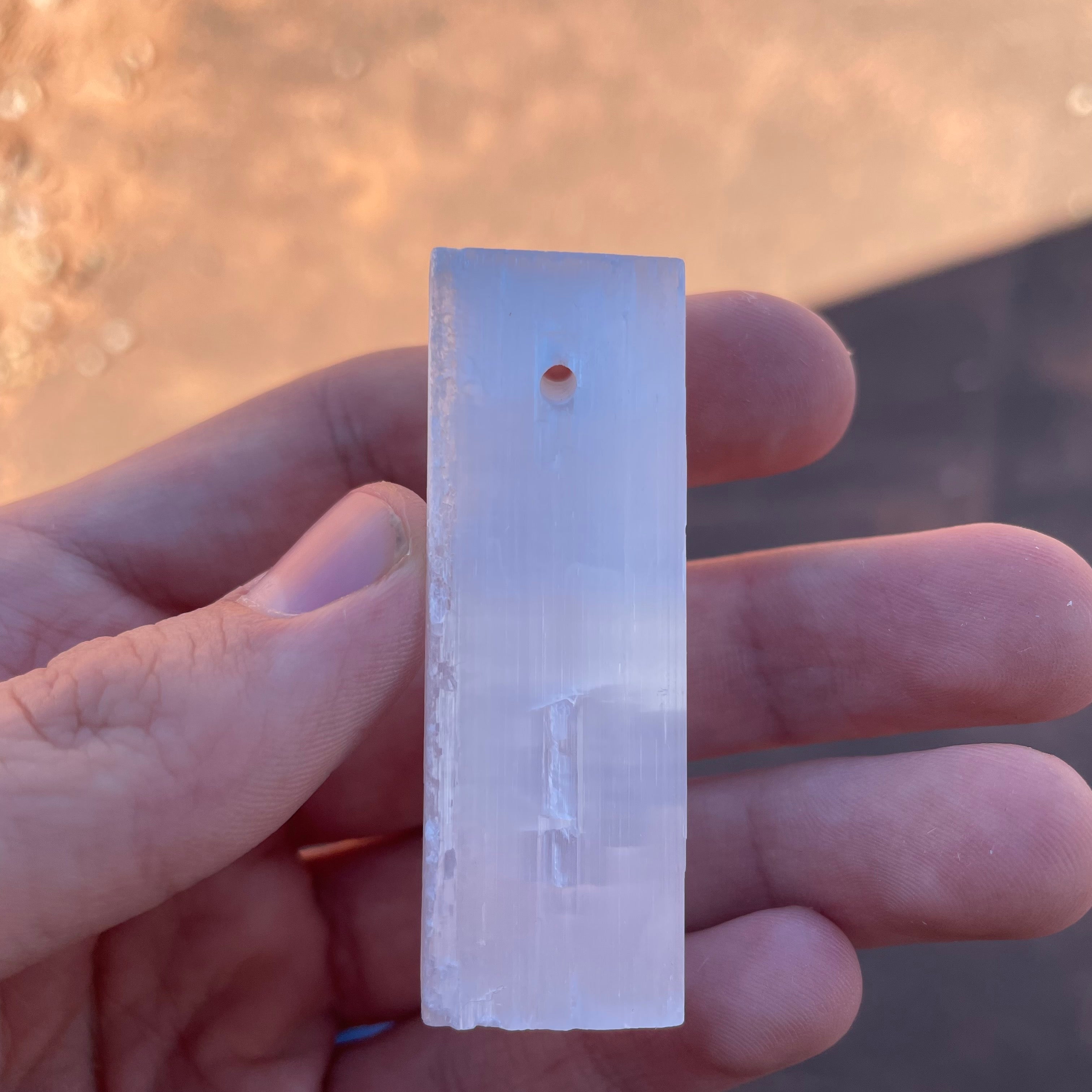 Raw 5cm Selenite Pendant