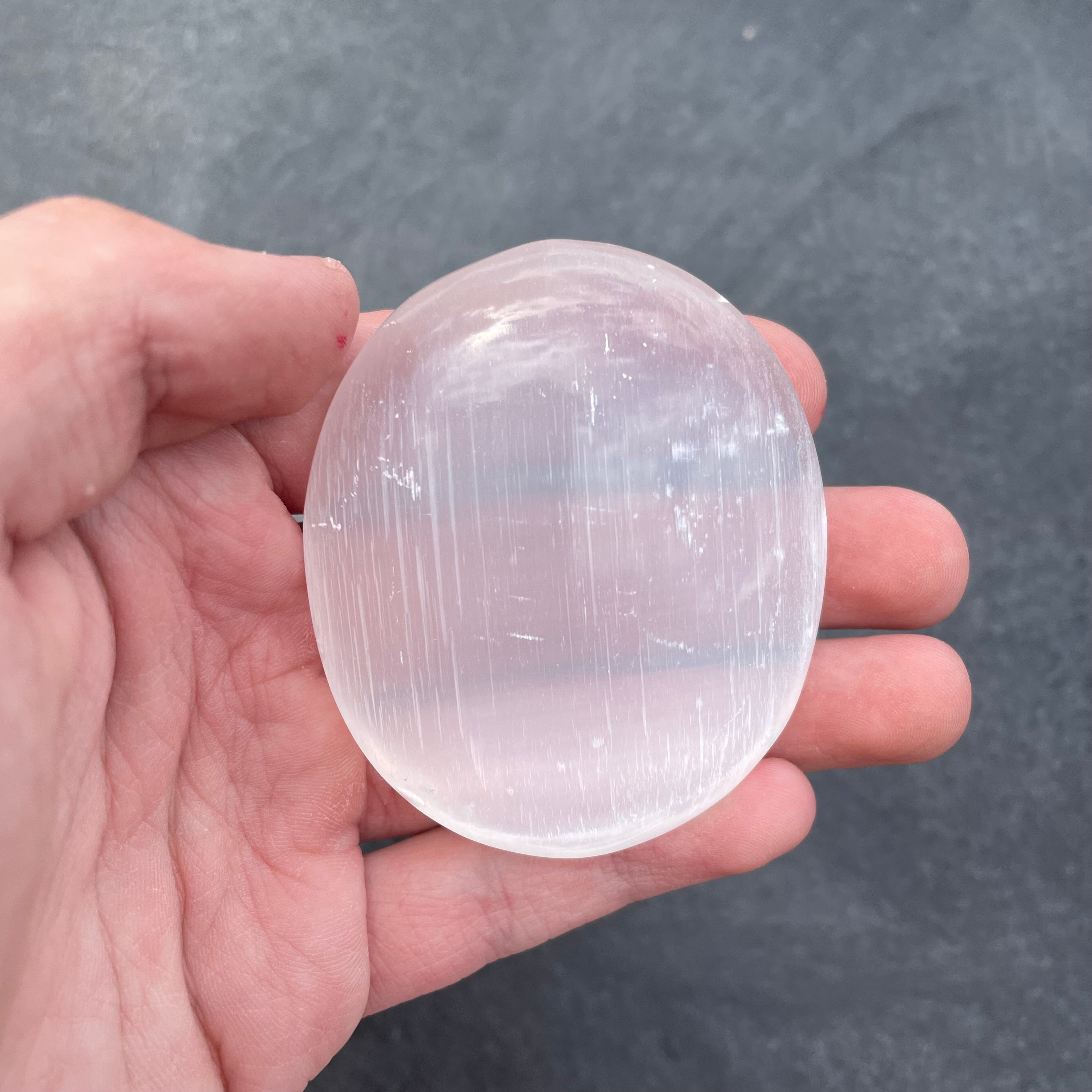 Selenite Palm Stone