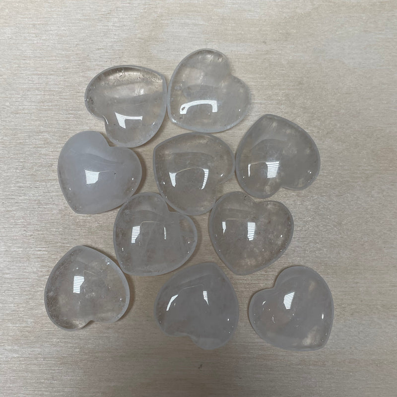 Clear Quartz Hearts Set of 10