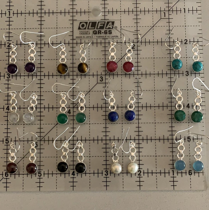 Sterling Silver Dangle Earring Pair -  Assorted Gemstones