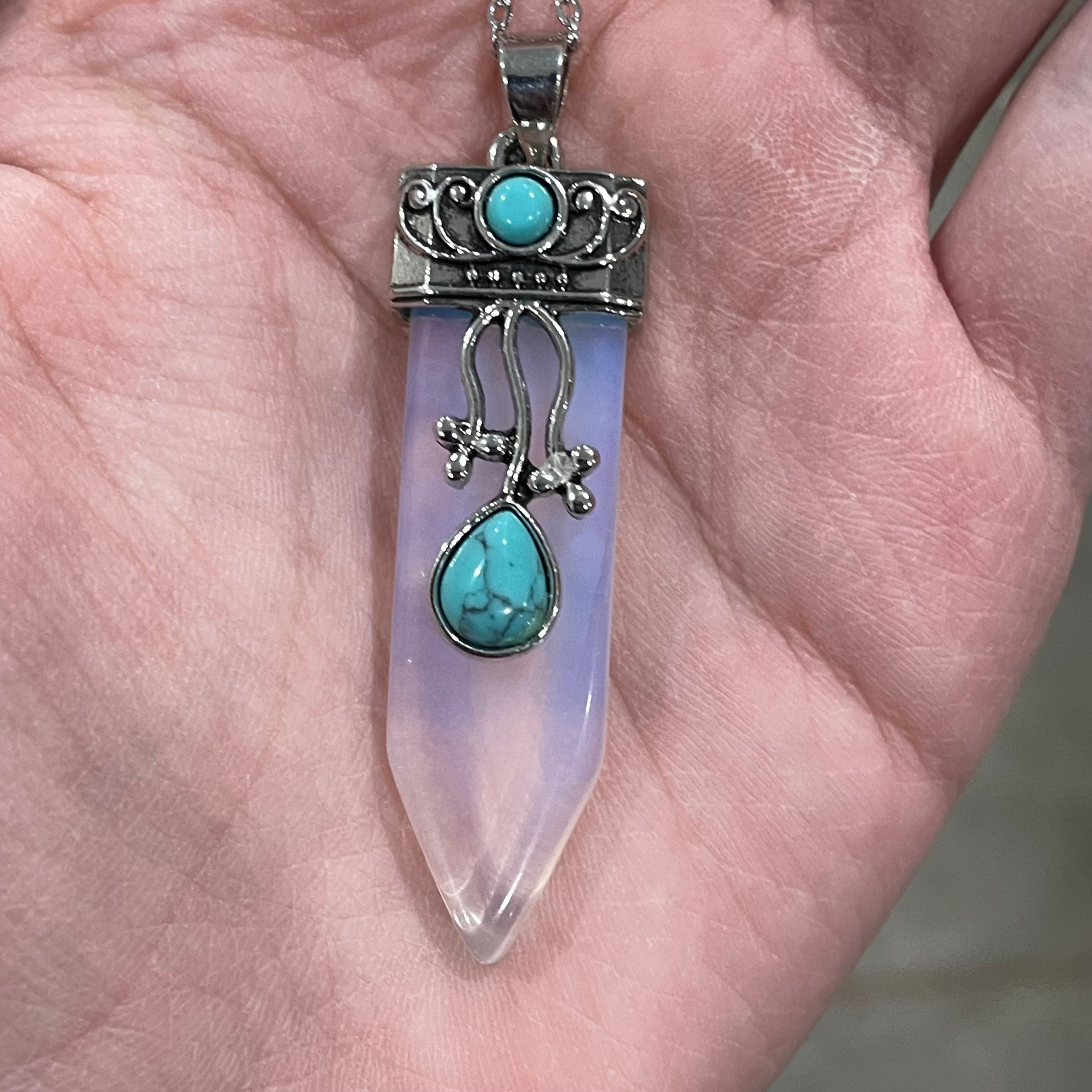 Sterling Silver Opalite Pendant with Accent Stones