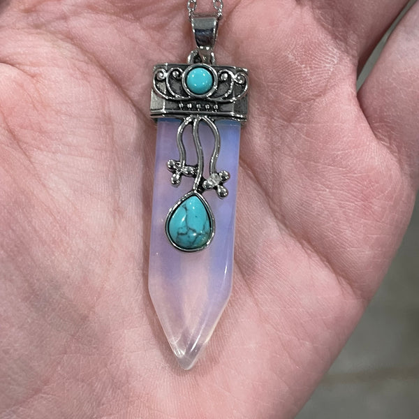 Sterling Silver Opalite Pendant with Accent Stones