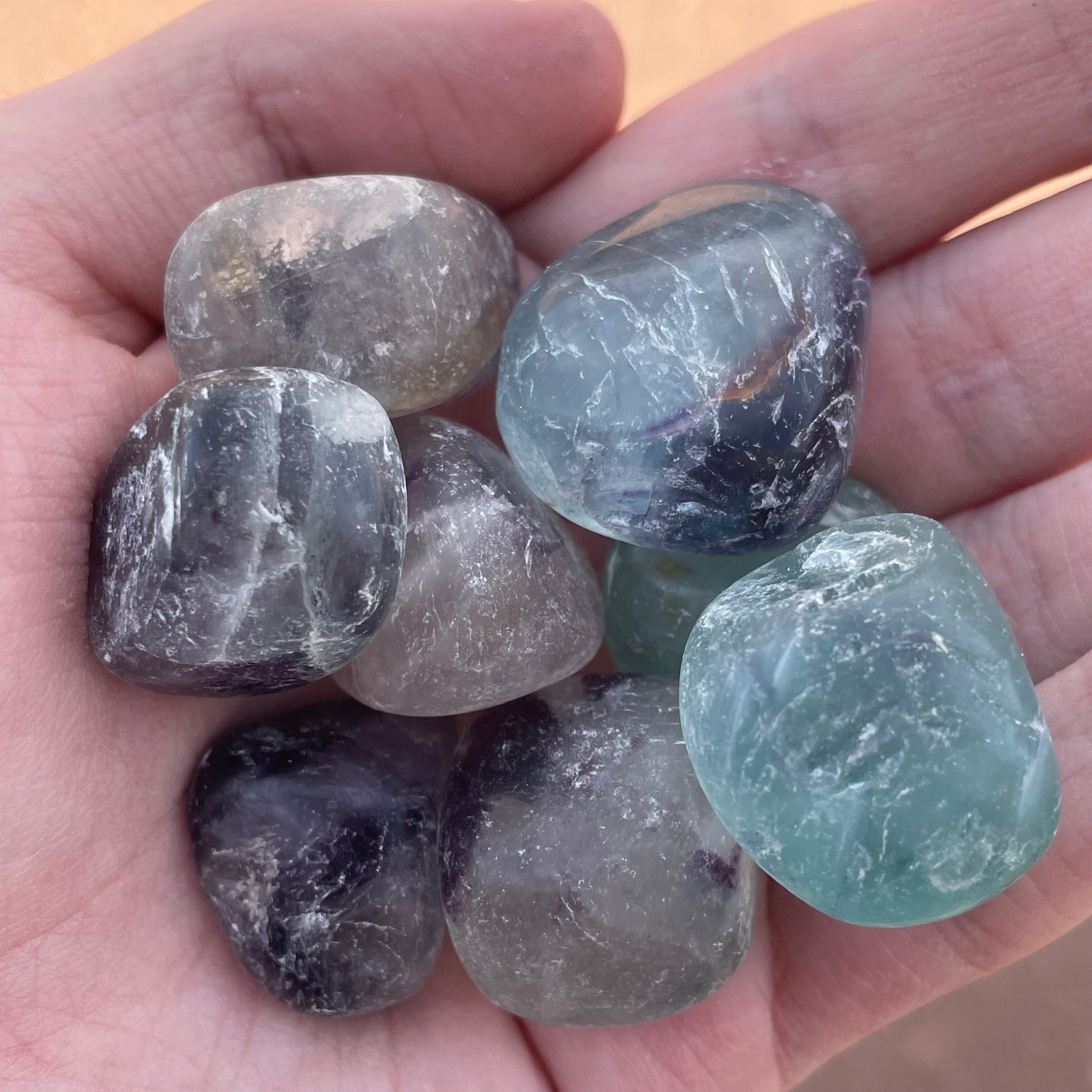 Fluorite Blue Purple Semi Polished Tumbled 1 Lb