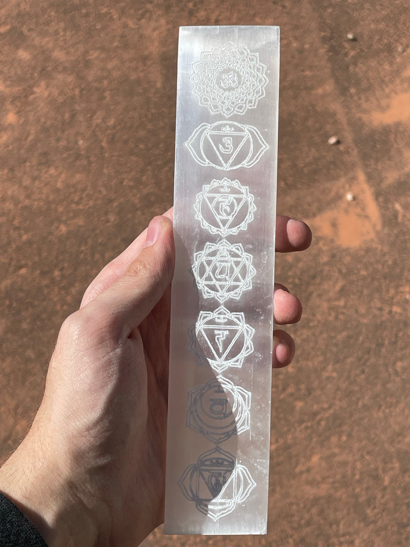 Chakra Affirmations Selenite Bar Plate