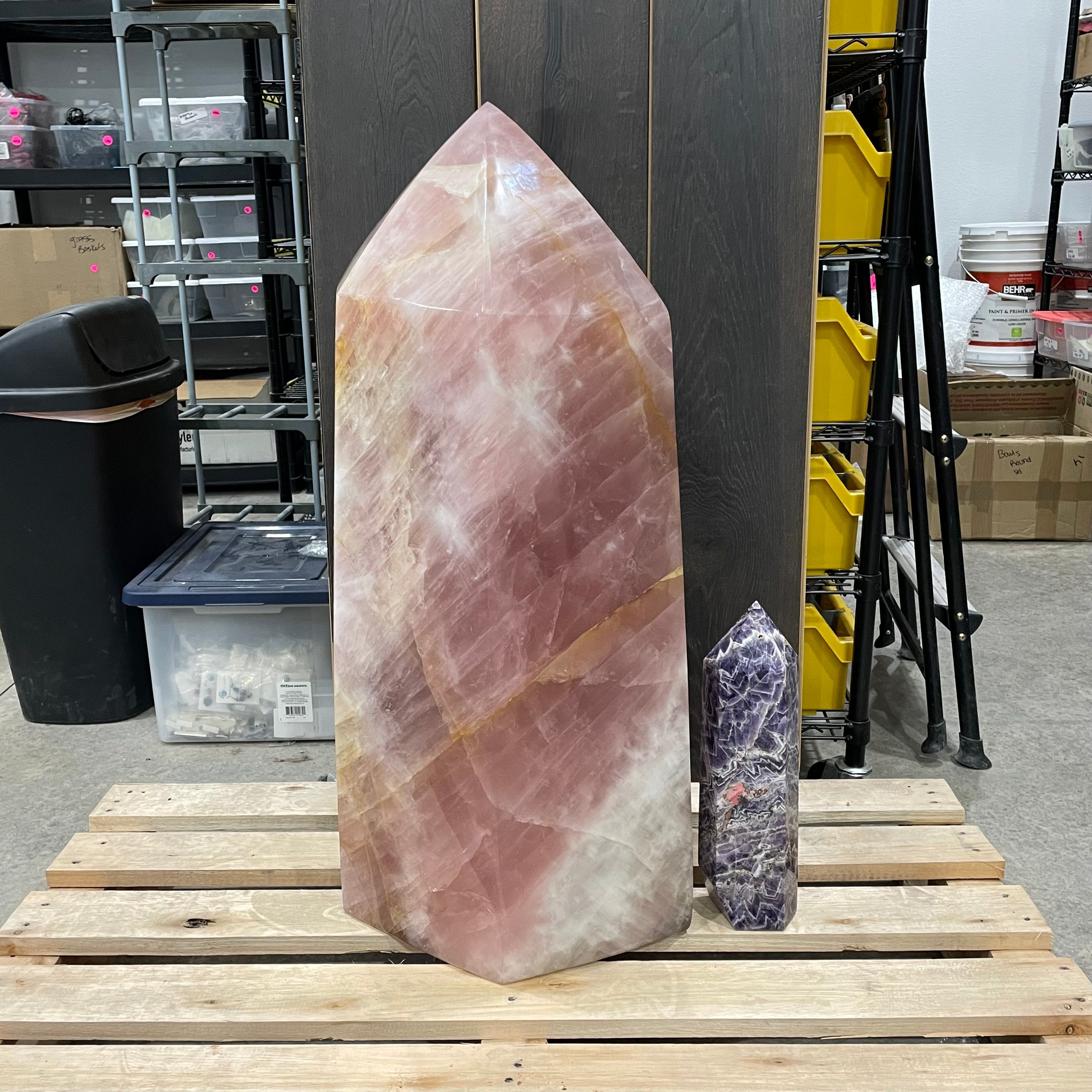 Massive Rose Quartz Obelisk