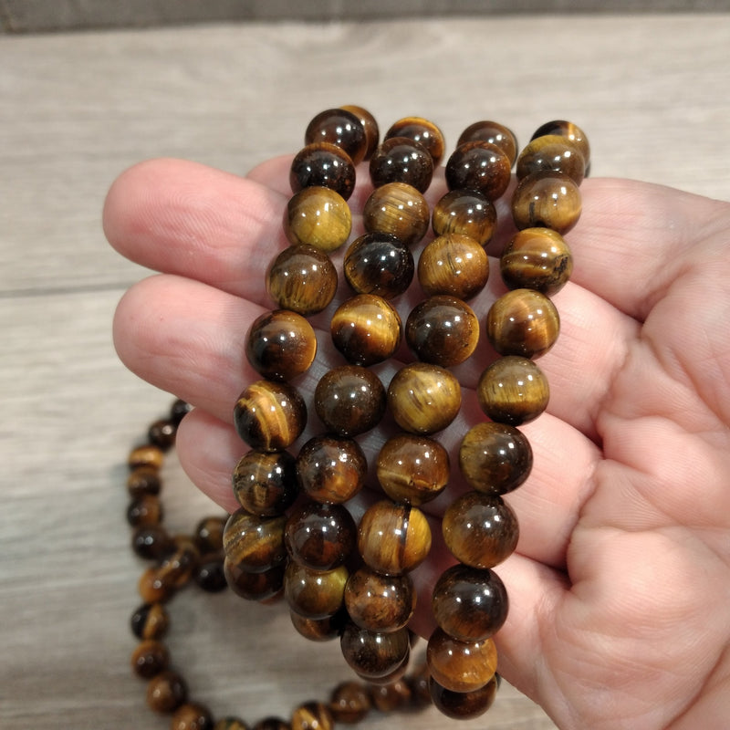 Stretchy bracelet made from 8mm round tiger eye beads