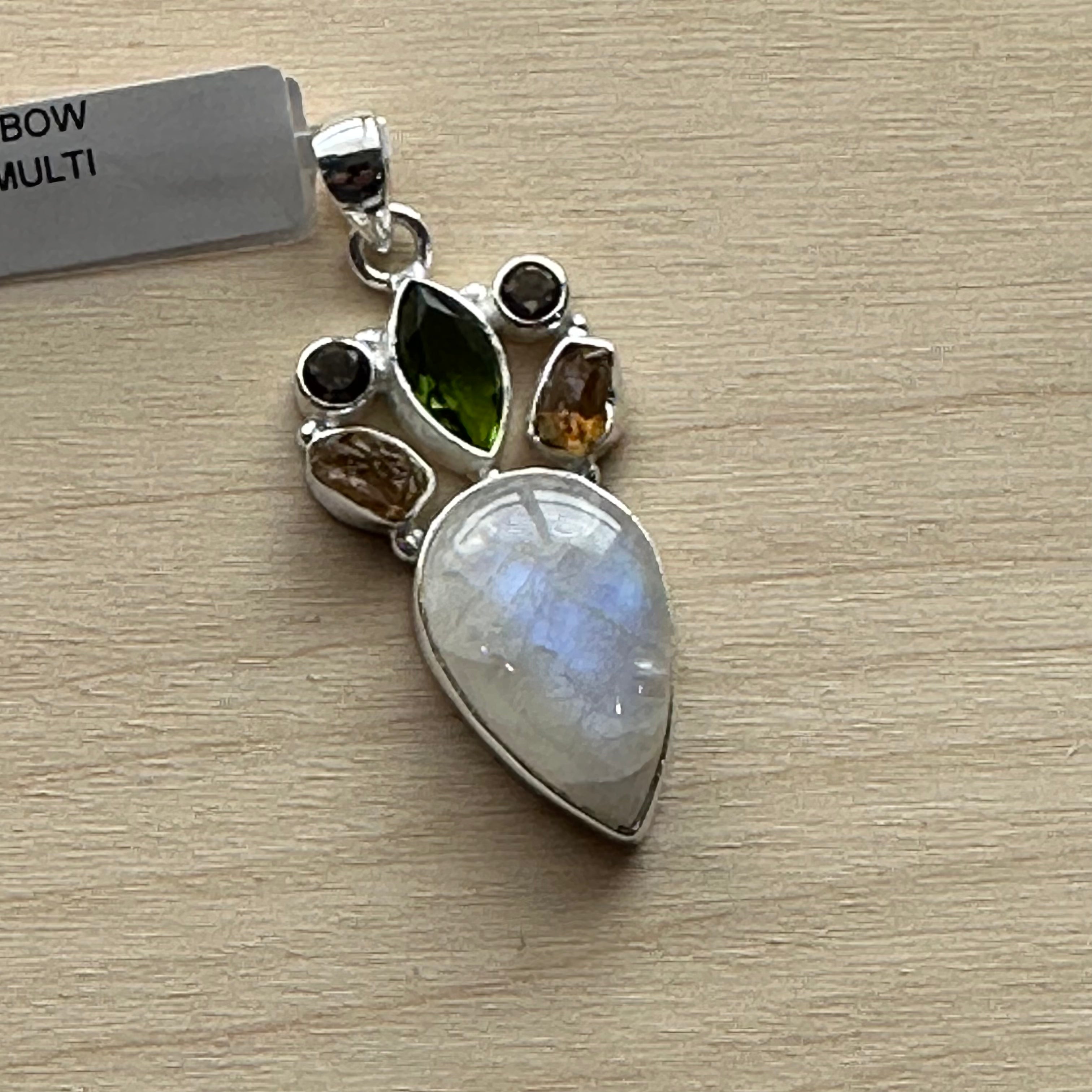 Rainbow Moonstone Sterling Silver Pendant